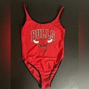NBA Red Chicago Bulls Swim Suit with Logo Tag